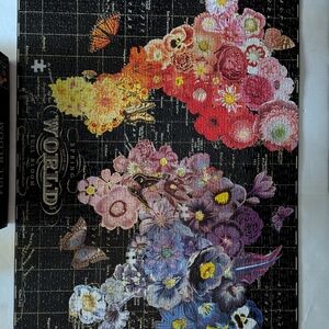 Floral World Map Puzzle Art